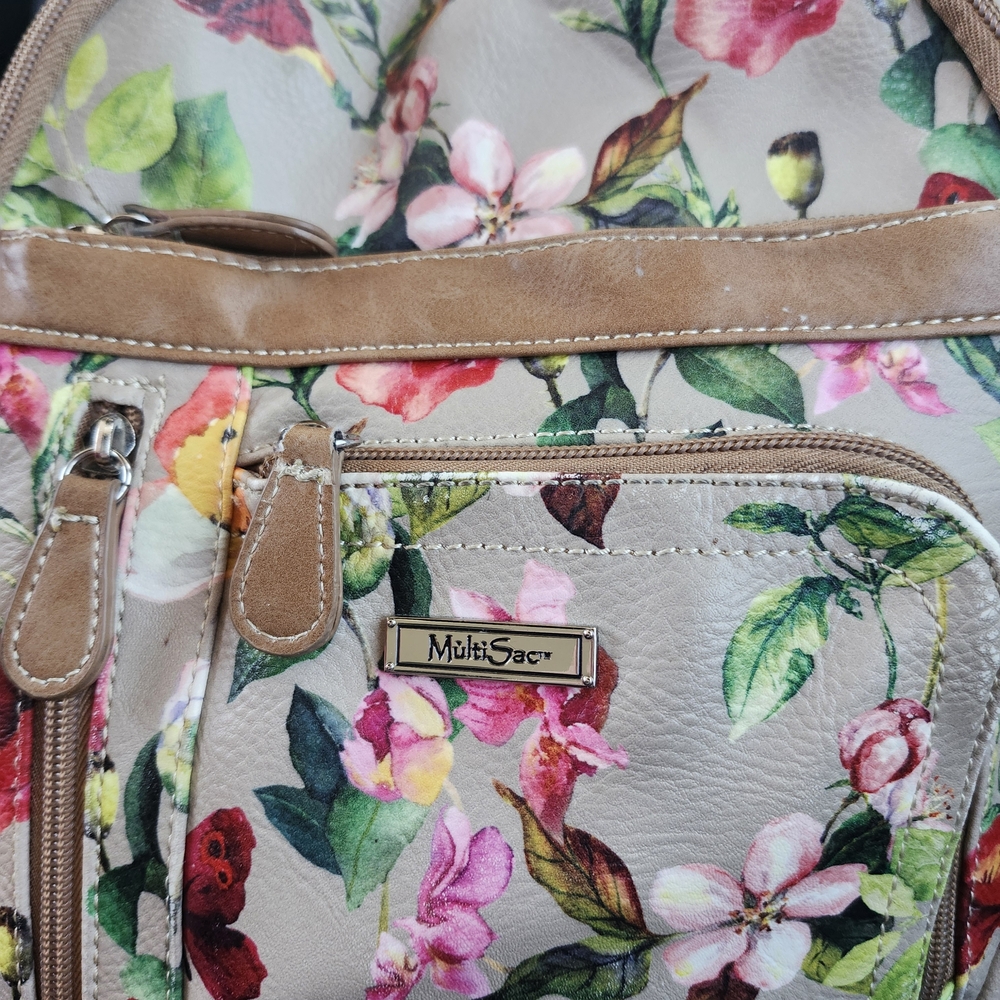 Floral Women's Bag - Tan and Cream